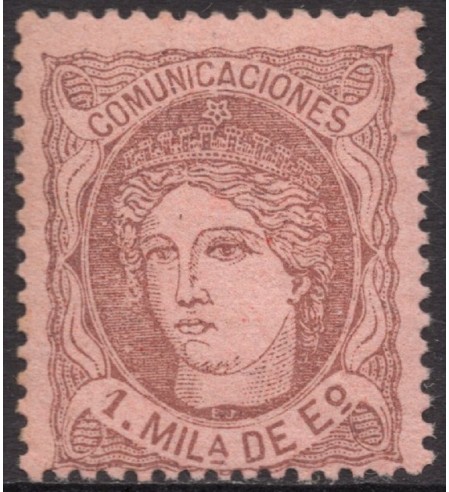 España - Clasico 1850-1900 - 1870 - Correo - Nº 00102 - **/MNH - 1 Milesima 1870 Violeta-Salmon / Bonito - Gobierno Provisional