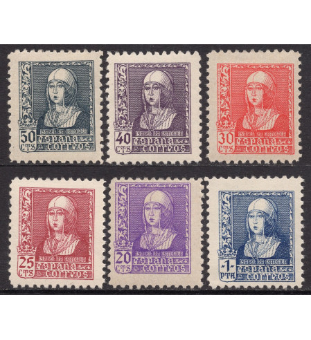España - 1er Centenario 1901-49 - 1938 - Correo - Nº 00855/60 - **/MNH - Serie 1938 / 6 sellos / Lujo - Isabel la Católica