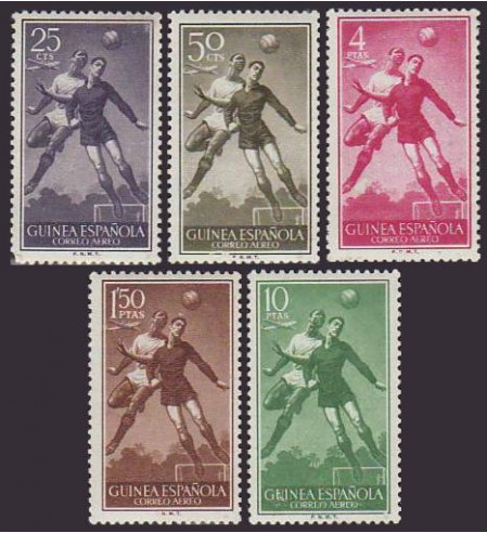Colonias Españolas - Guinea - 1955 - Correo - Nº 00350/54 - */MH - Futbol 1955 5 sellos