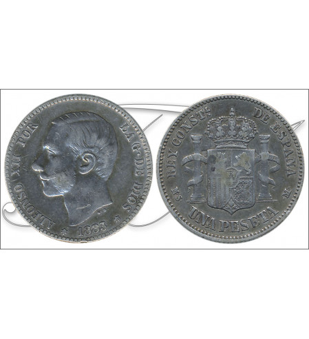 España - 1883 - Alfonso XII - Nº 00063 - MBC- / BC - 1 peseta 1883 (*83) MSM Ag