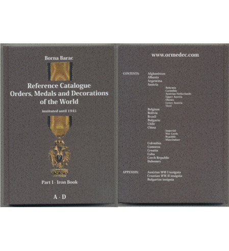 Bibliografía - Catálogos - Catalogo Mundial Condecoraciones hasta 1945 - 4 Tomos - Edicion en Ingles - Autor Borna Barac