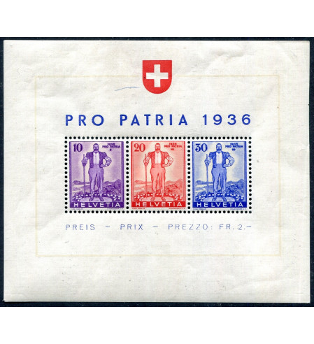 Suiza - 1936 - Hojas bloque - Nº 00002 - */MH - Pro Patria 1936