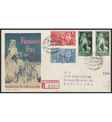 Colonias Españolas - Fernando Poo - 1964 - Correo - Nº 00235/38 - PD - Dia sello 1964 4 sellos