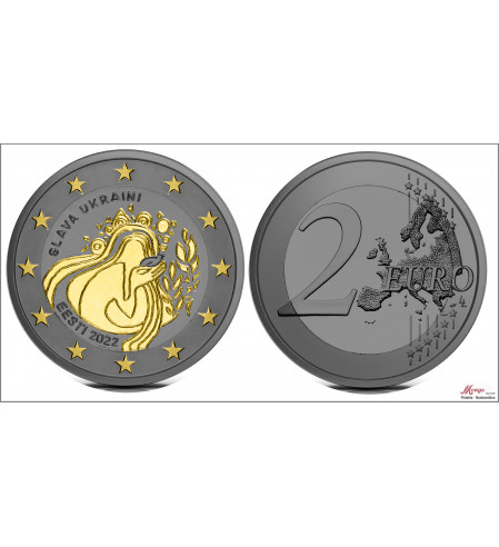 Estonia - 2022 - Monedas Euros Color - S/C / UNC - 2 € Año 2022 / Ucrania y Libertad-Slava