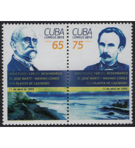 Cuba - 2015 - Correo - Nº 05352/53 - **/MNH - 120º aniv. de desembarco de José Martí y Máximo Gómez.(2sellos)