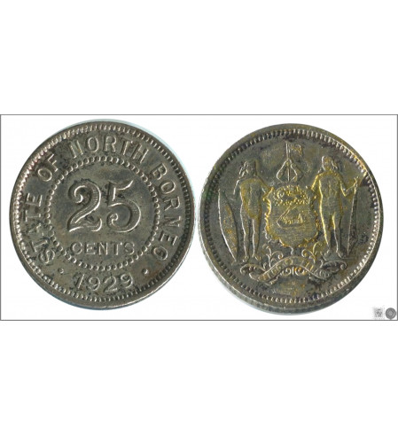 Borneo Norte - 1929 - Monedas Circulación - Nº KM00006-29 - MBC+ / VF+ - 25 Centavos 1929 / plata
