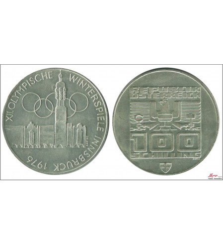 Austria - 1974 - Monedas Circulación - Nº KM02927V - S/C-/aUNC - 100 Schilling 1974 Viena / Olimpiada Insbruck / 23,93 gr. plata
