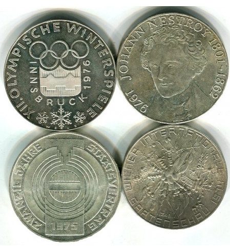 Austria - Lotes y colecciones - Nº 06081 - SC-/EBC+ - Conjunto 4 monedas de plata, 3 de 100 Schillings y 1 de 50,. / 92 gramos