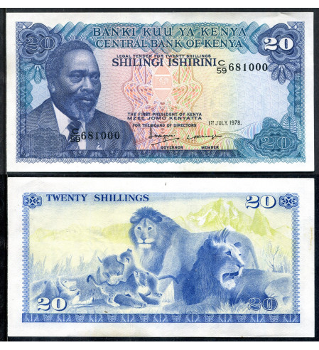 Kenya - 1978 - Billetes circulación ext. - Nº 00017 - SC/UNC - 20 Shillings año 1978