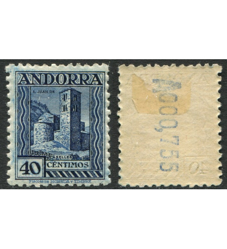Andorra - Española - 1931 - Correo - Nº 00022d - */MH - 40 Ctms 1931 Azul - Lujo - Dent 11,50