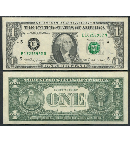 Estados Unidos - 1988 - Billetes circulación ext. - Nº 00480b - SC/UNC - 1 Dolar 1988 A - Letra E Richmond