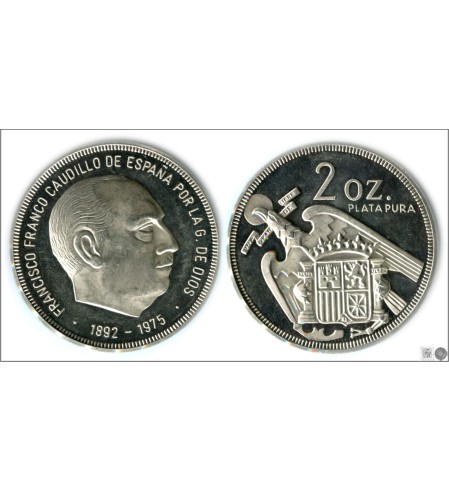 España - 1975 - Medalla - PROOF - Francisco Franco 1892-1975 / 2 Onzas de plata
