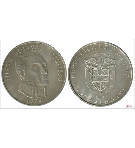 Panamá - 1974 - Monedas Conmemorativas - Nº KM00031-74 - S/C-/aUNC - 20 Balboas año 1974 / 129,59 gr. plata